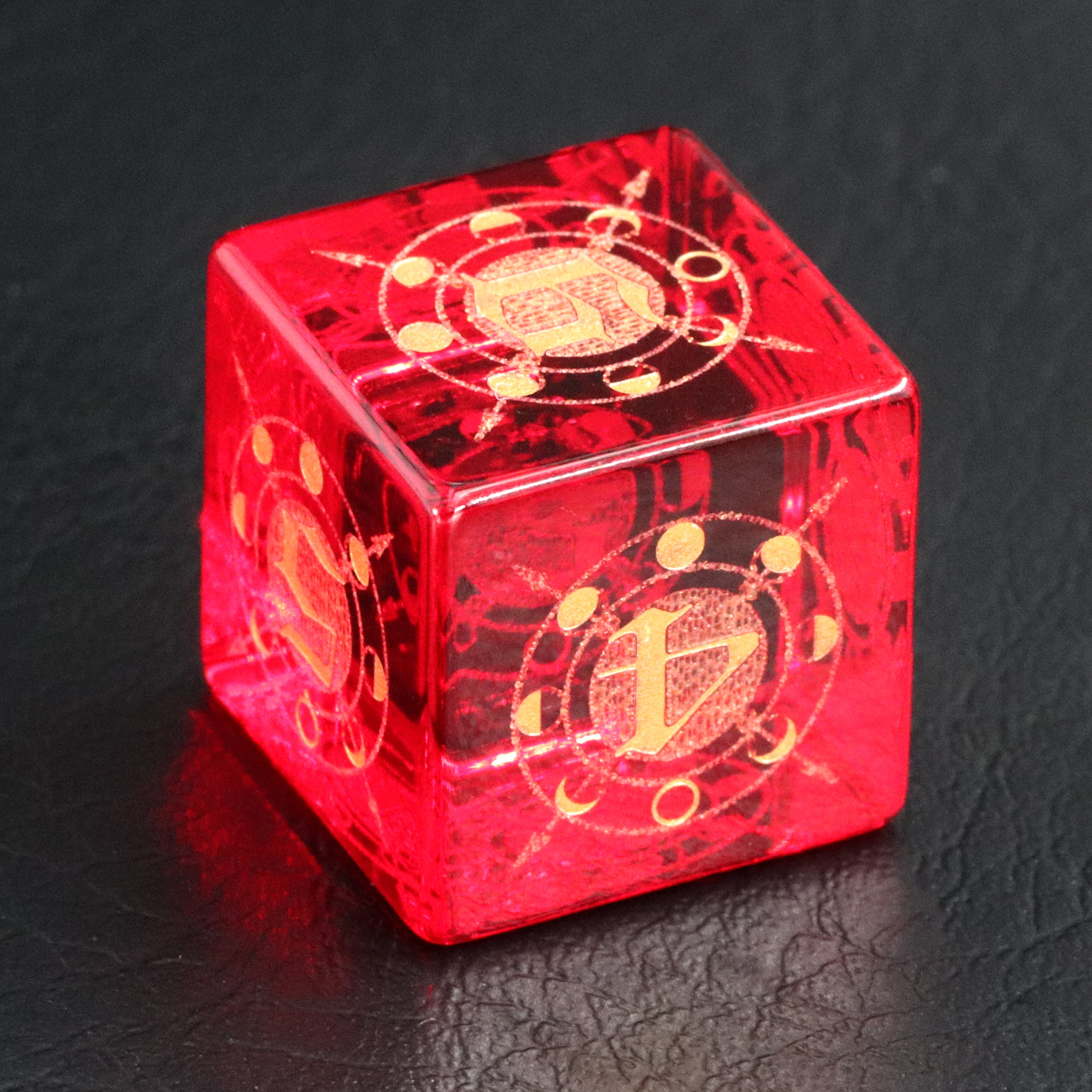 DragonStone D&D Moon Magic Sigil Garnet Dice Set