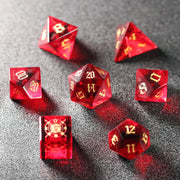 DragonStone D&D Moon Magic Sigil Garnet Dice Set