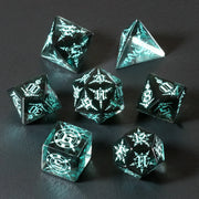 Moon Magic Sigil Gray Zircon Engraved Glass Dice Set
