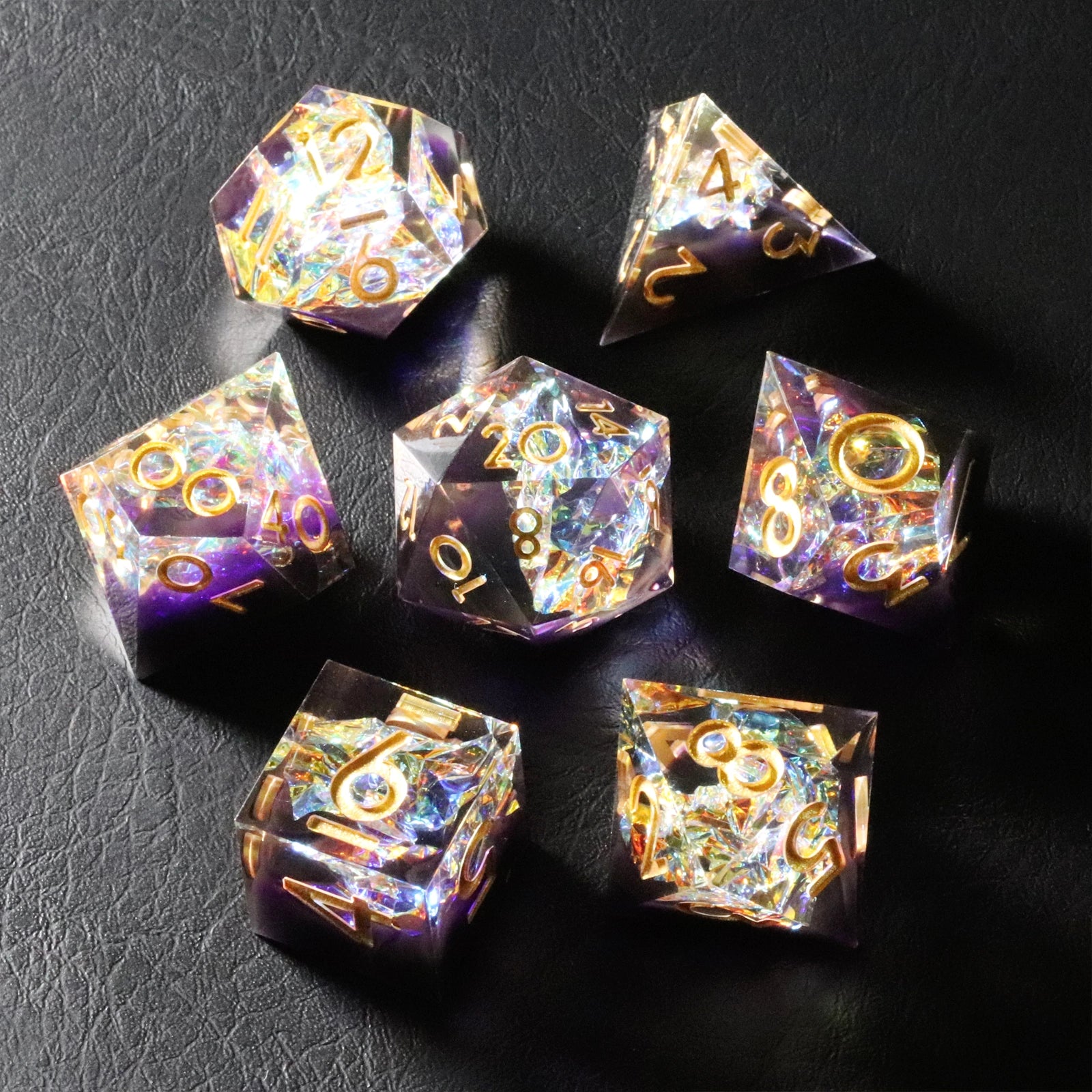 DragonStone D&D Purple Rose Candy Wrapper Resin Dice Set