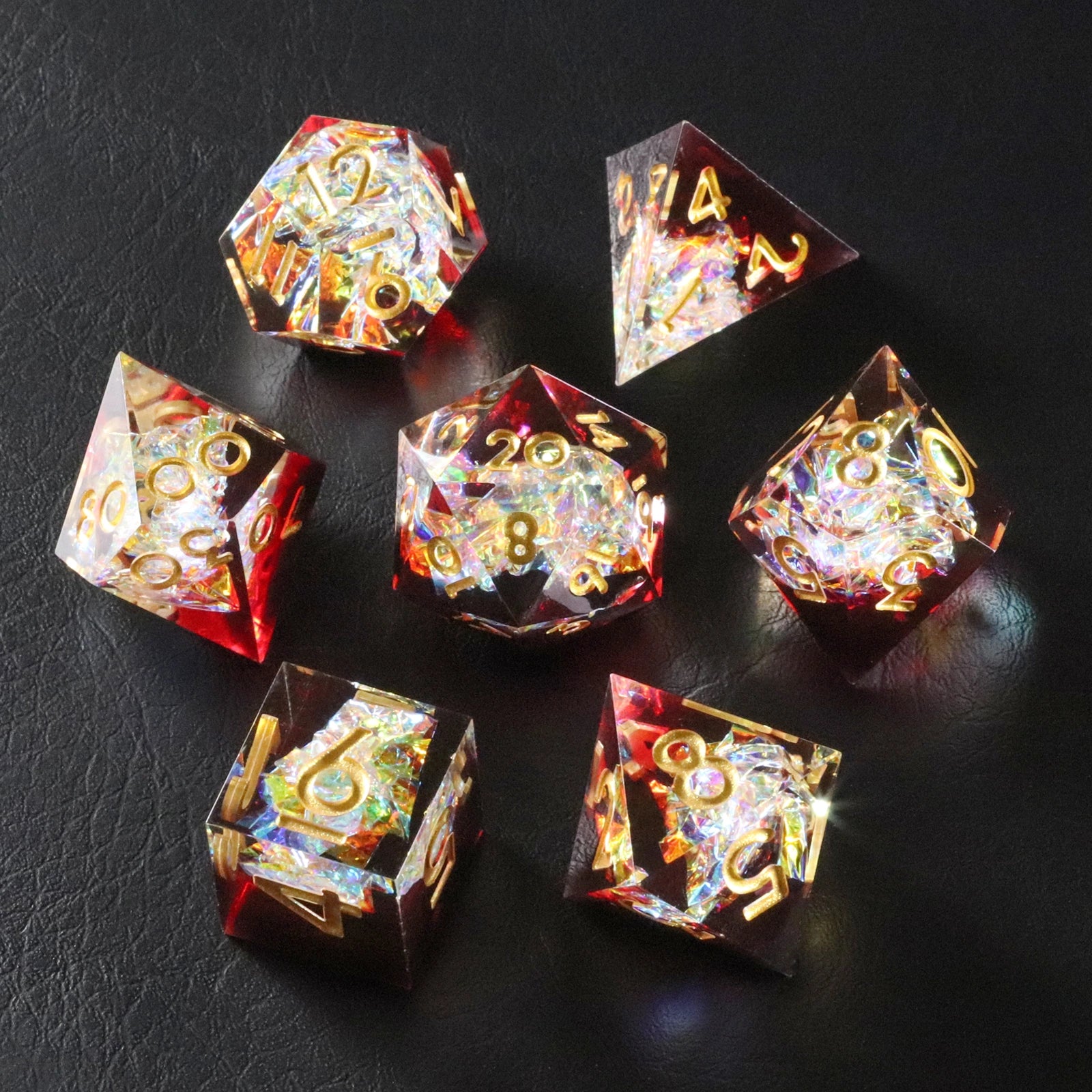 DragonStone D&D Red Wine Candy Wrapper Resin Dice Set