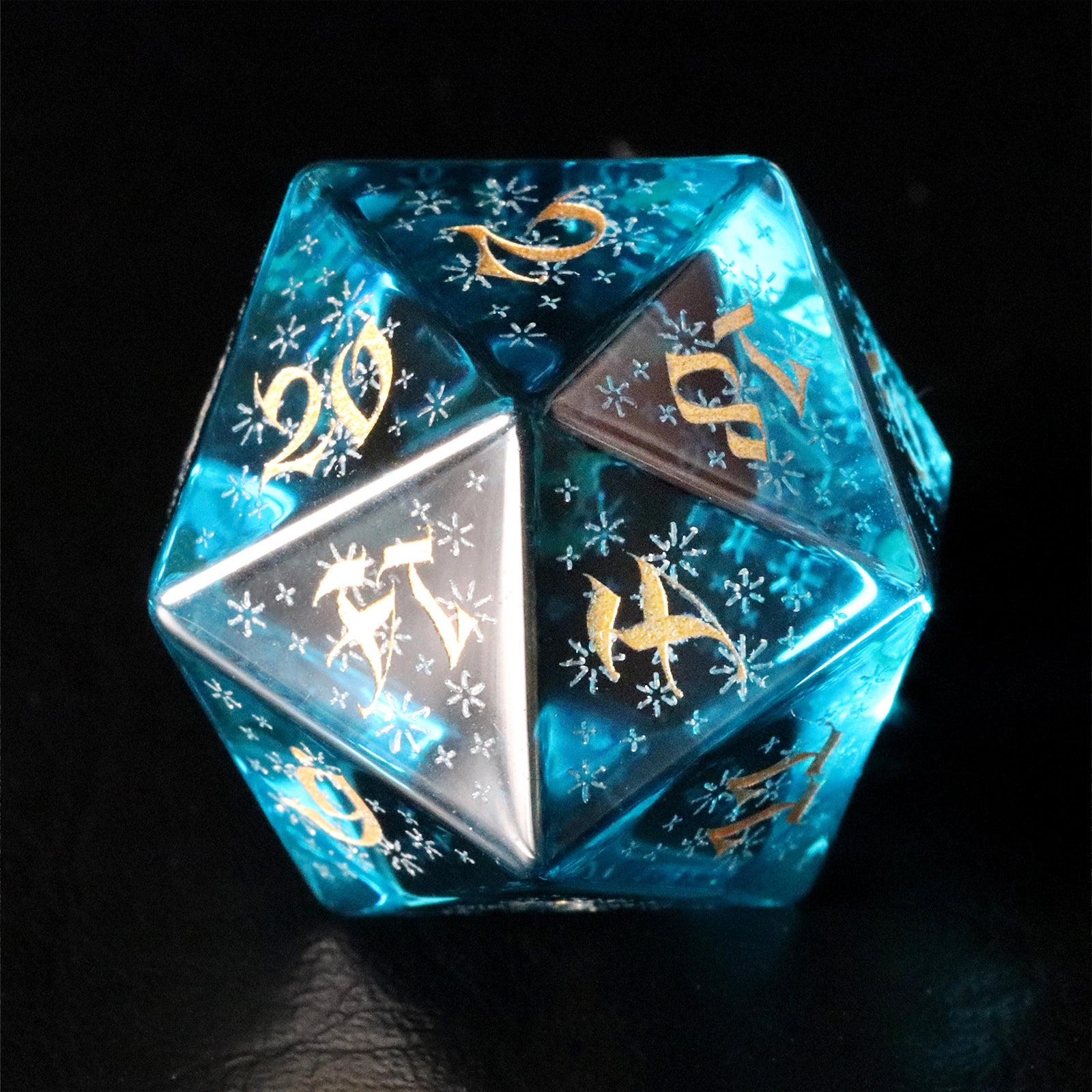 DragonStone D&D Starry Shimmering Ocean Blue Zircon Dice Set