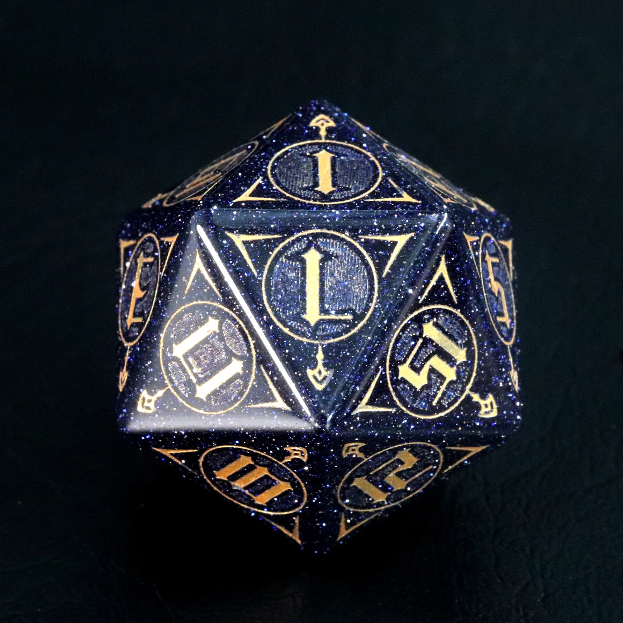 The Sign of Azathoth Blue Sandstone Engraved Gemstone Dice Set