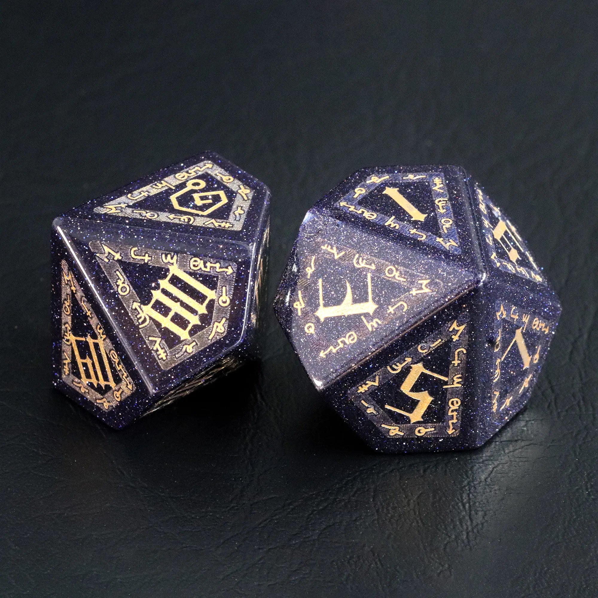 The Sign of Azathoth Blue Sandstone Engraved Gemstone Dice Set