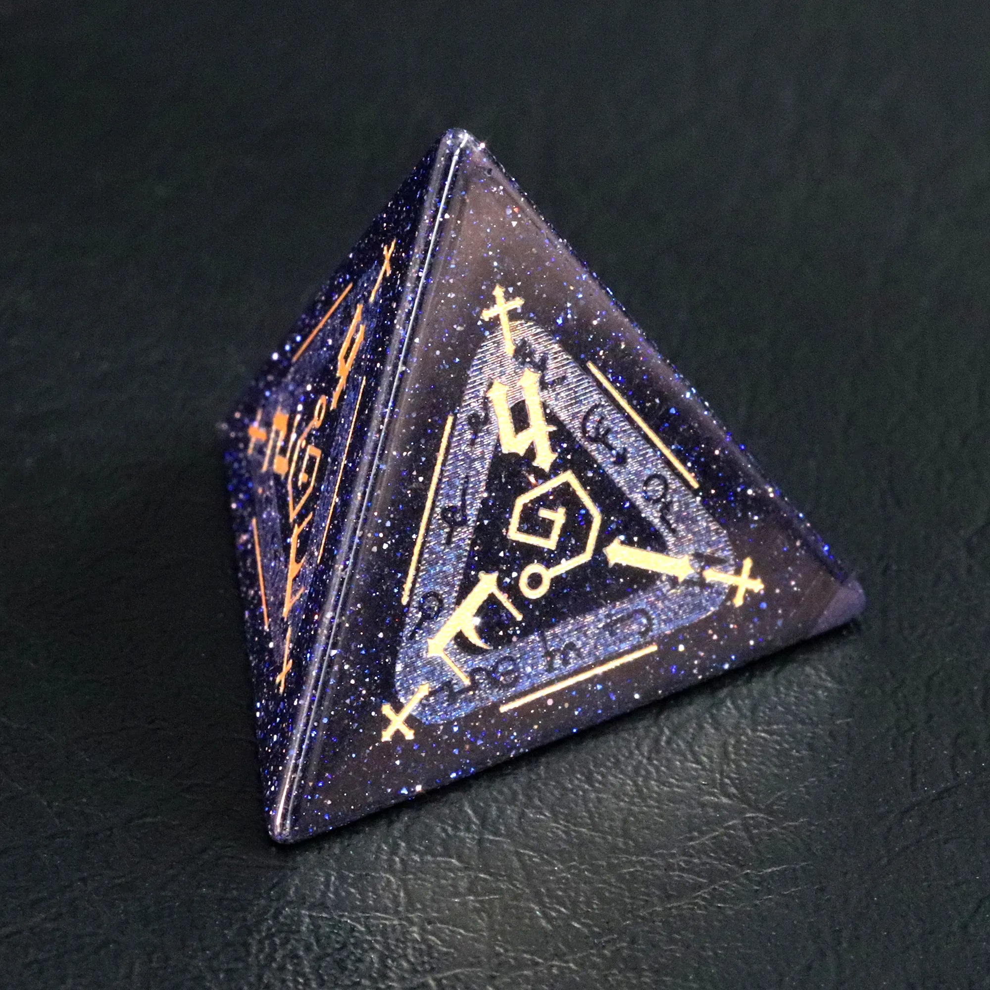 The Sign of Azathoth Blue Sandstone Engraved Gemstone Dice Set