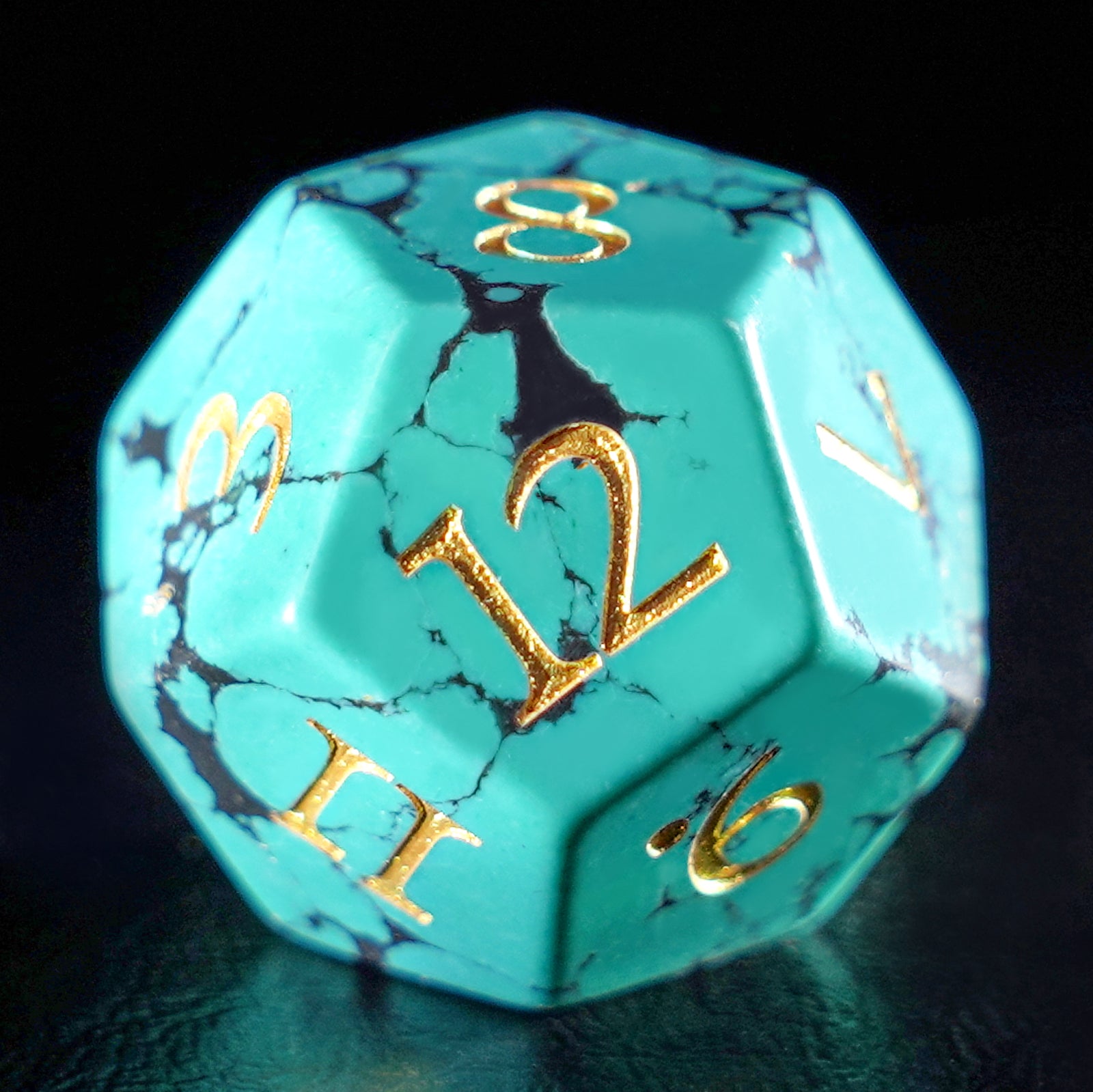 DragonStone Logo D&D Black Veined Turquoise Dice Set