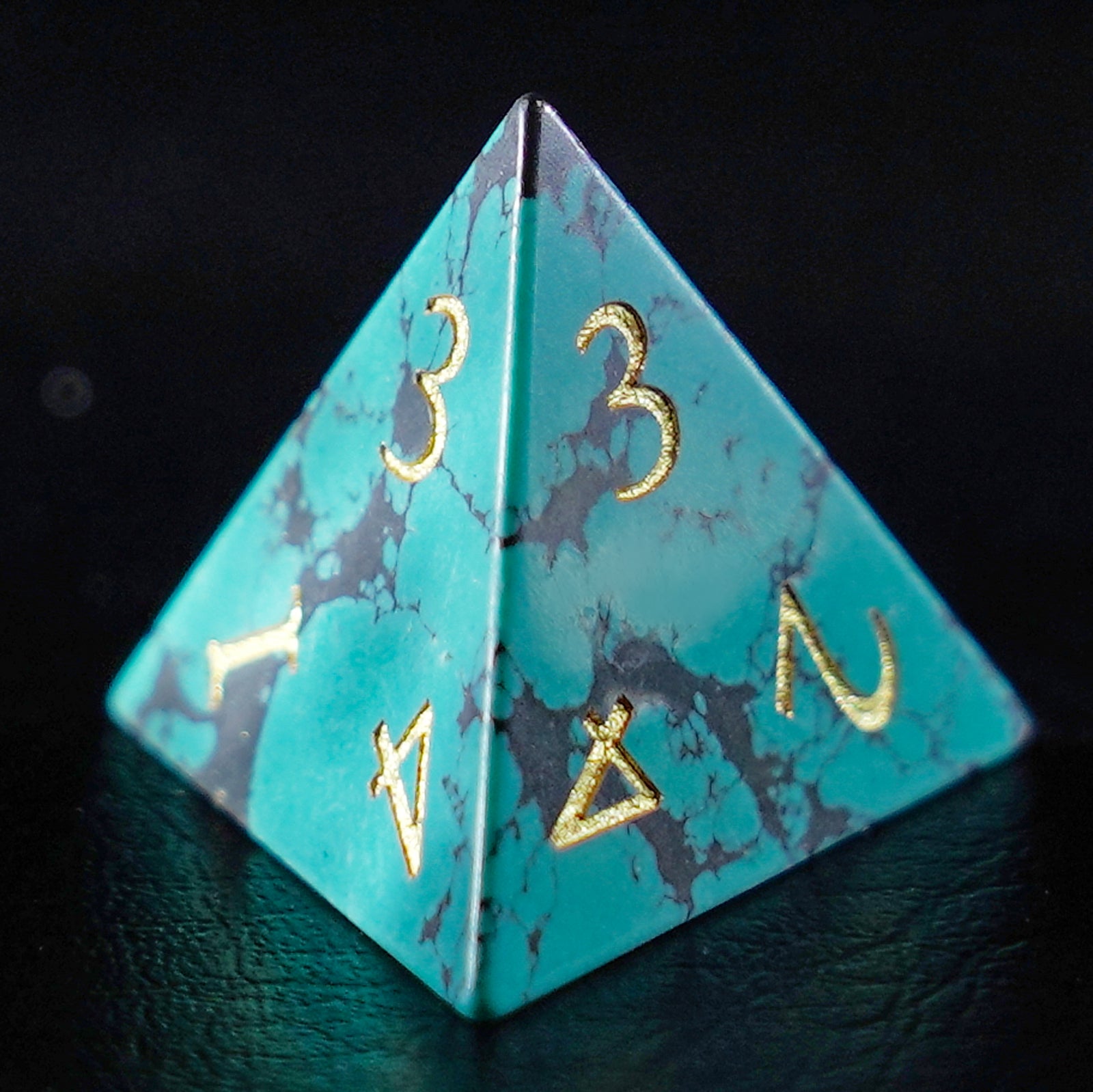 DragonStone Logo D&D Black Veined Turquoise Dice Set