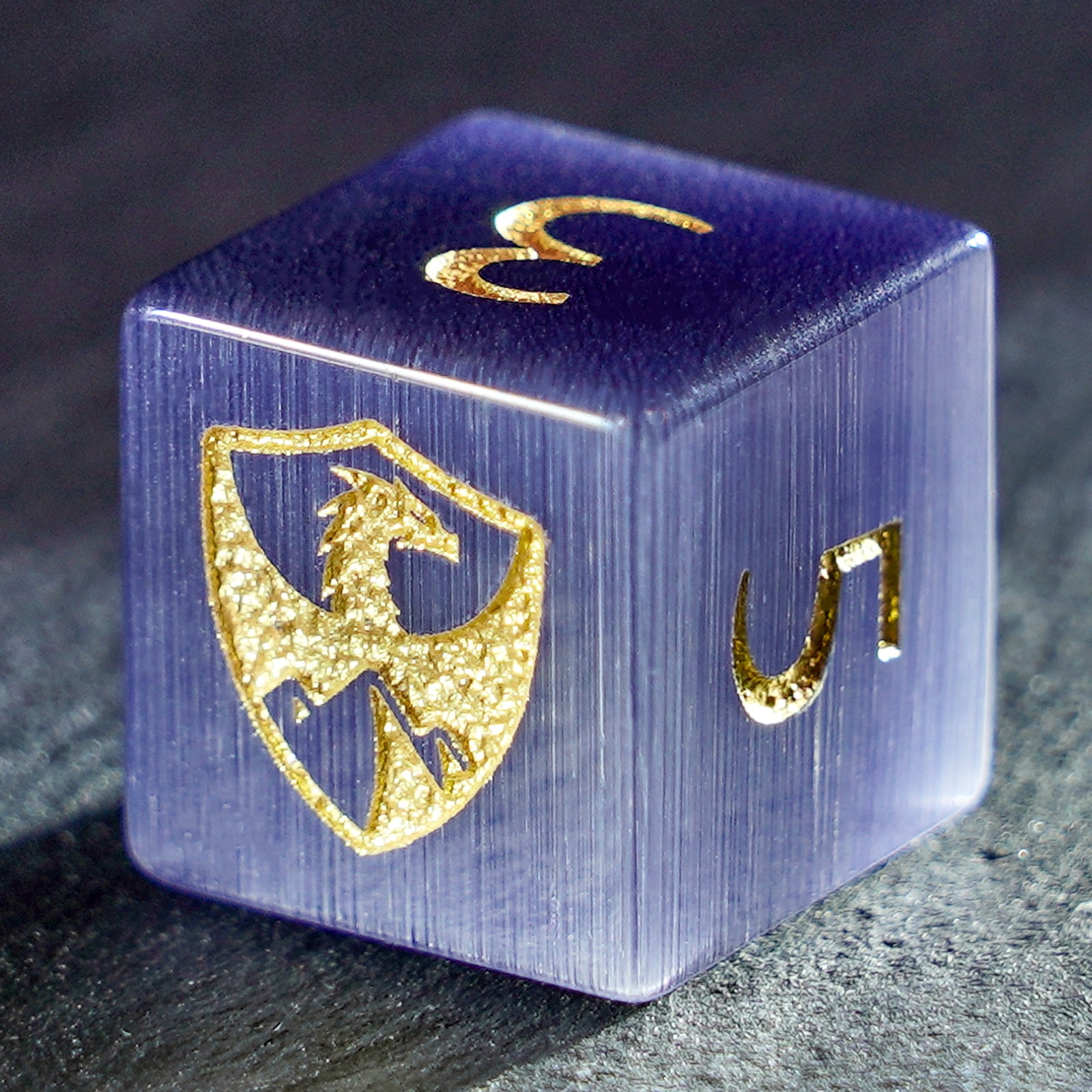 DragonStone Logo D&D Deep Purple Cat’s Eye Dice Set