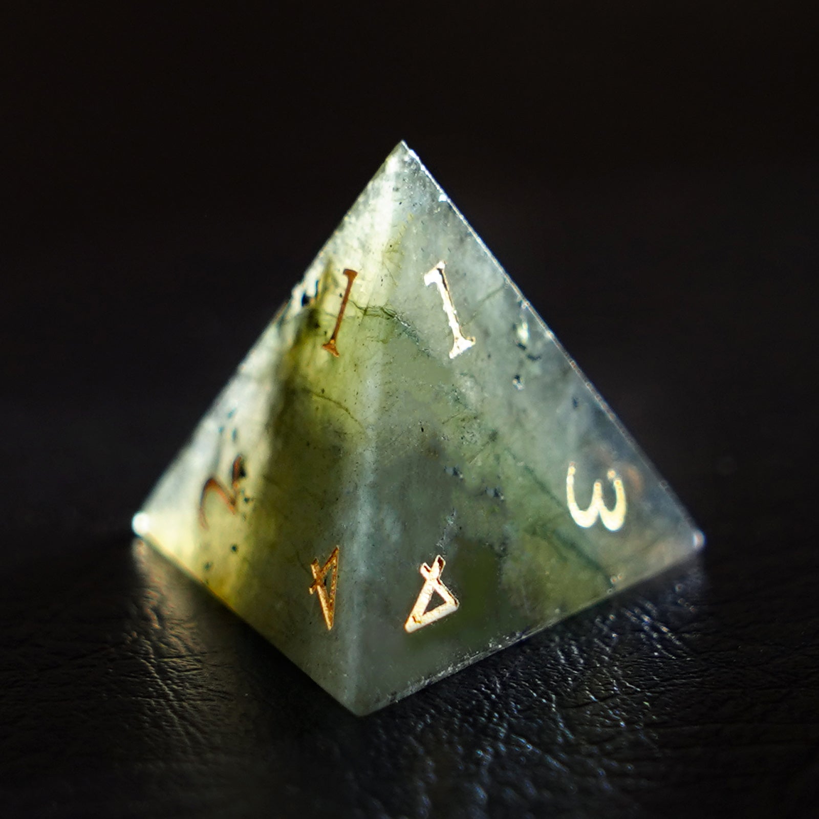 DragonStone Logo D&D Labradorite Engraved Gemstone Dice Set - DragonStone