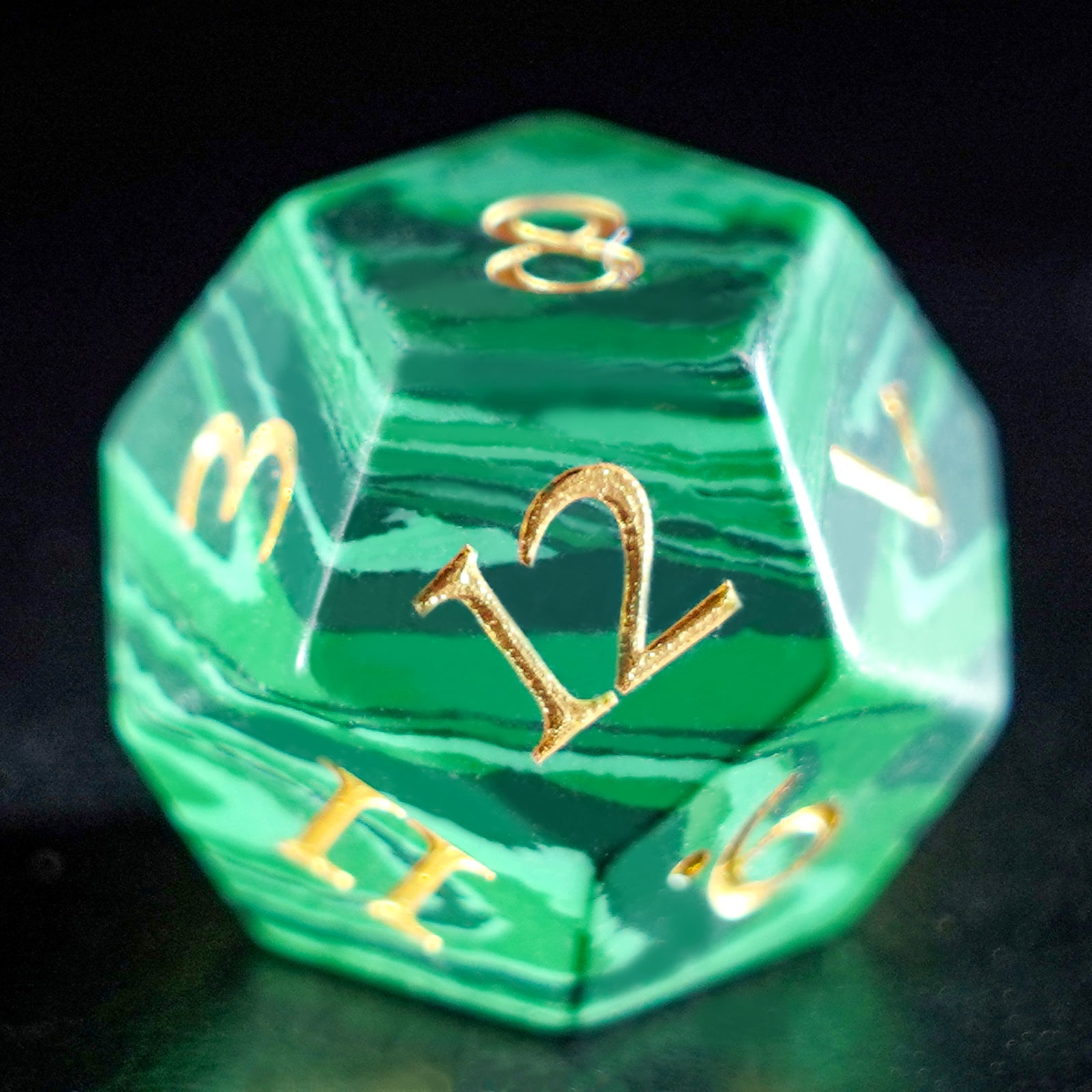 DragonStone Logo D&D Malachite Gemstone Dice Set