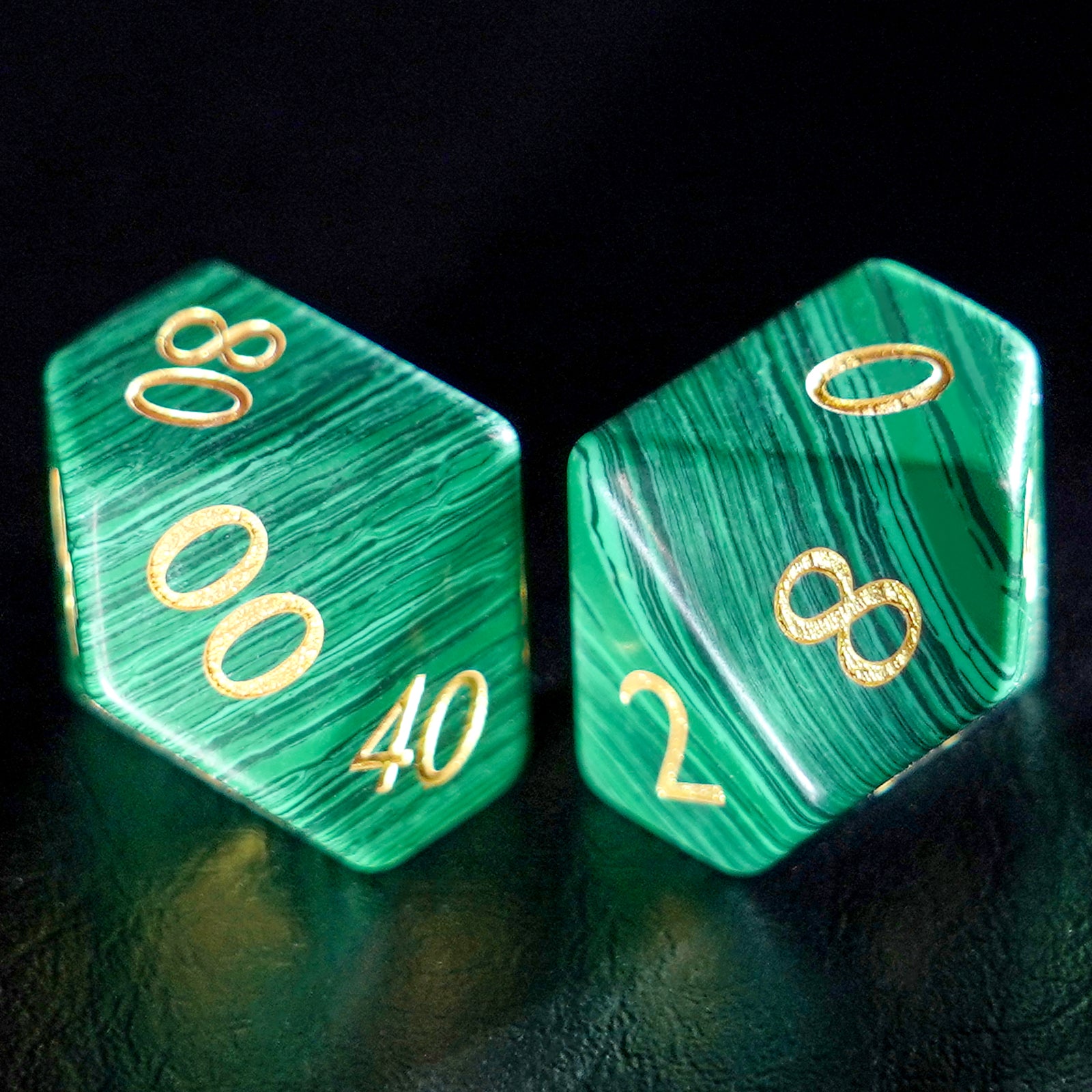 DragonStone Logo D&D Malachite Gemstone Dice Set