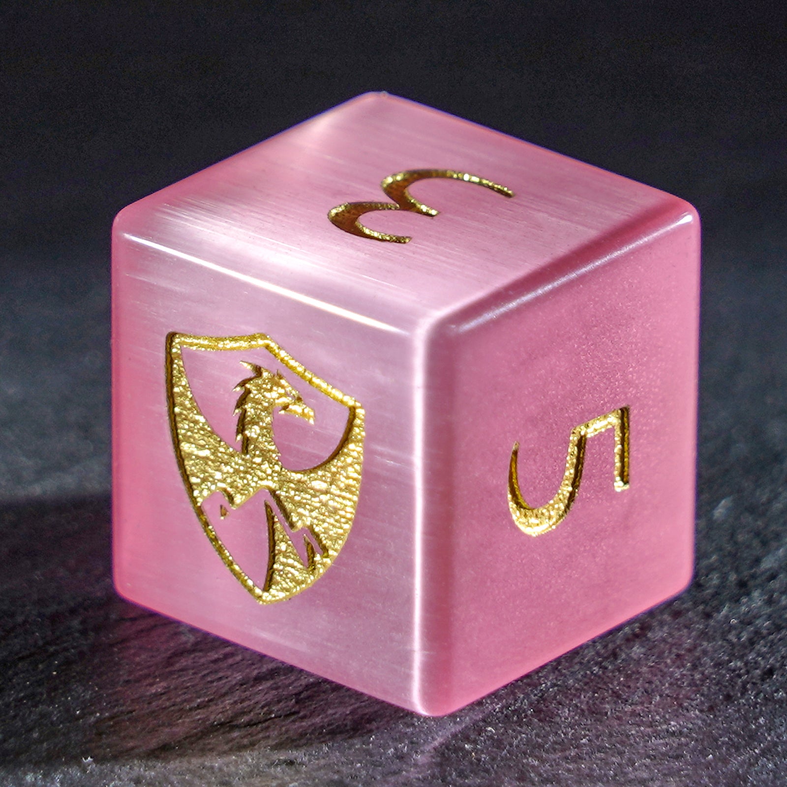 DragonStone Logo D&D Pink Cat's Eye Dice Set - DragonStone