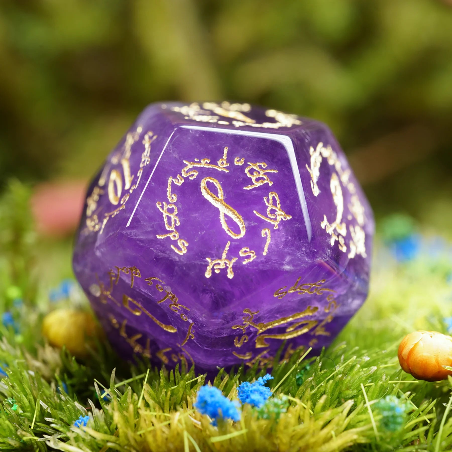 Dreamweaver · Amethyst Engraved Gemstone Dice Set