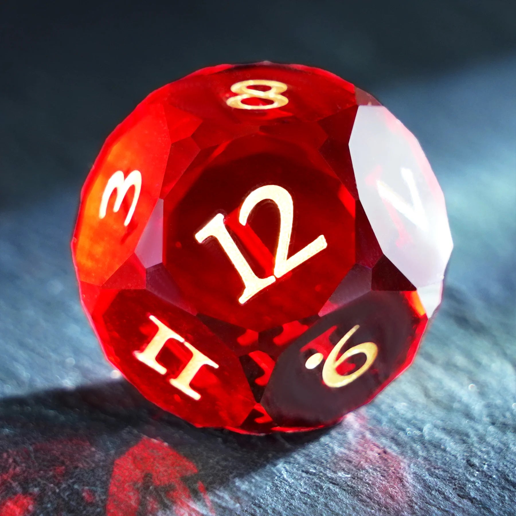 Garnet Multi-faceted Prism Glass Engraved Dice Set