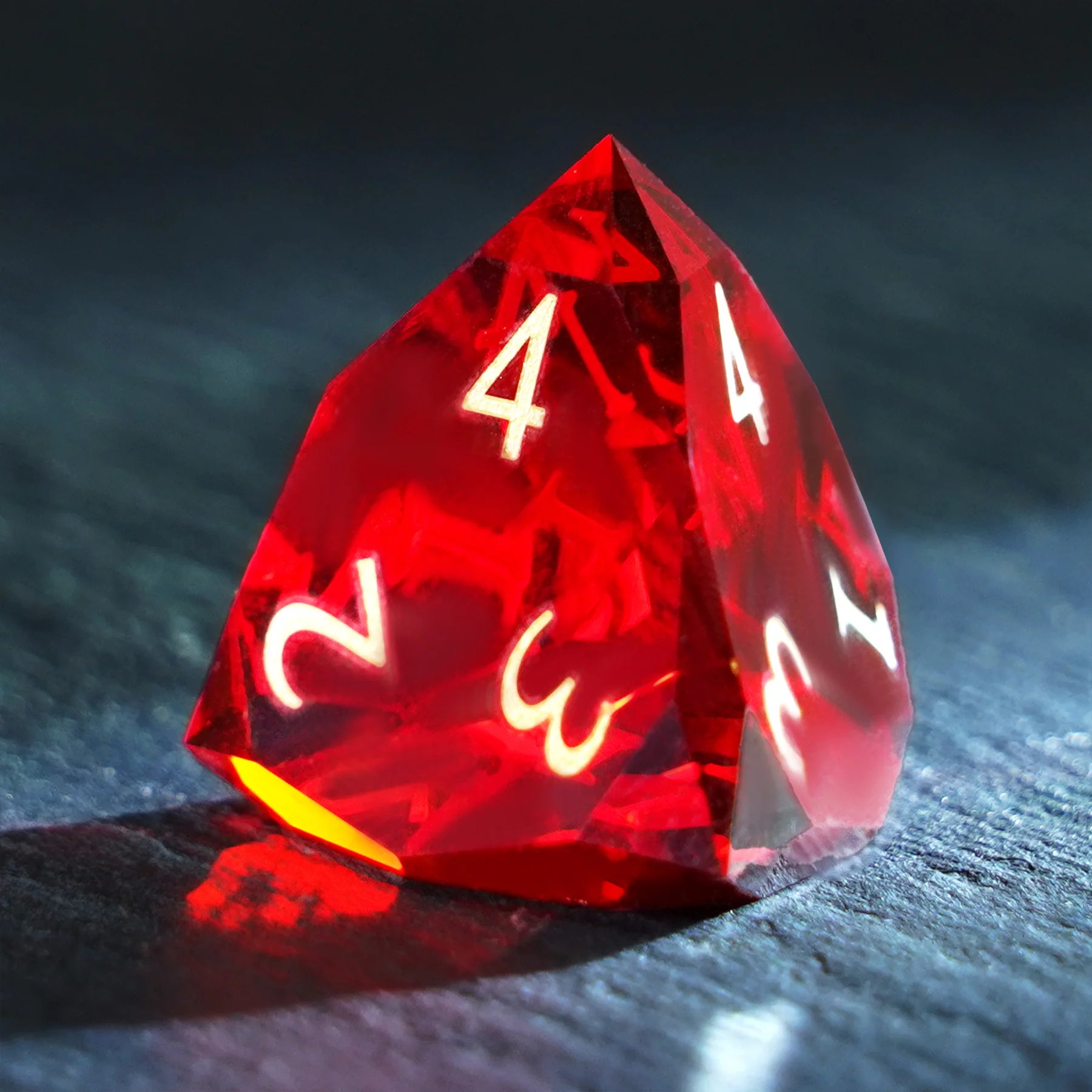 Garnet Multi-faceted Prism Glass Engraved Dice Set