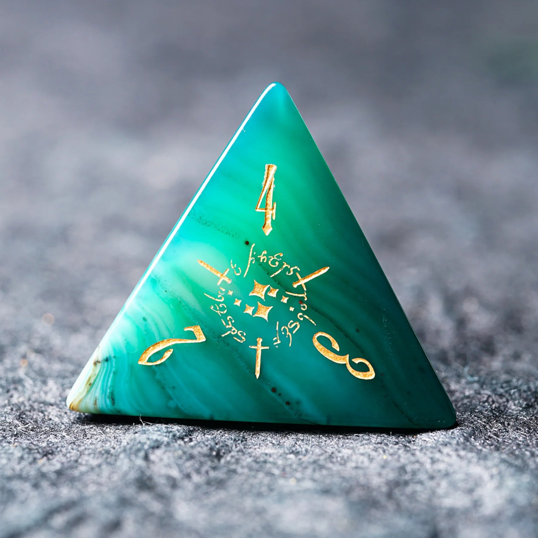 Jade Alchemist · Green Agate Engraved Gemstone Dice Set