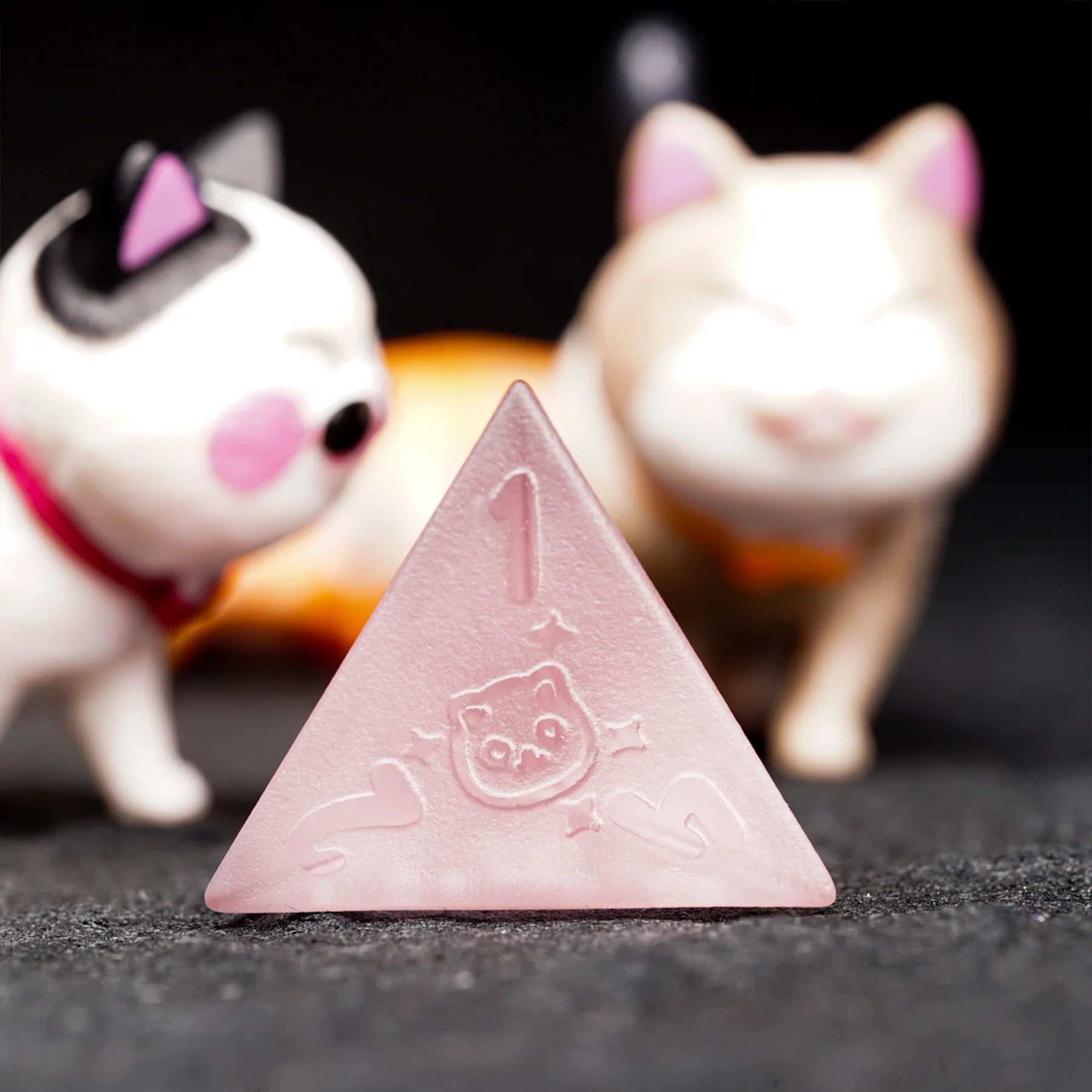 Kitty Pink Engraved Frosted Glass Dice Set