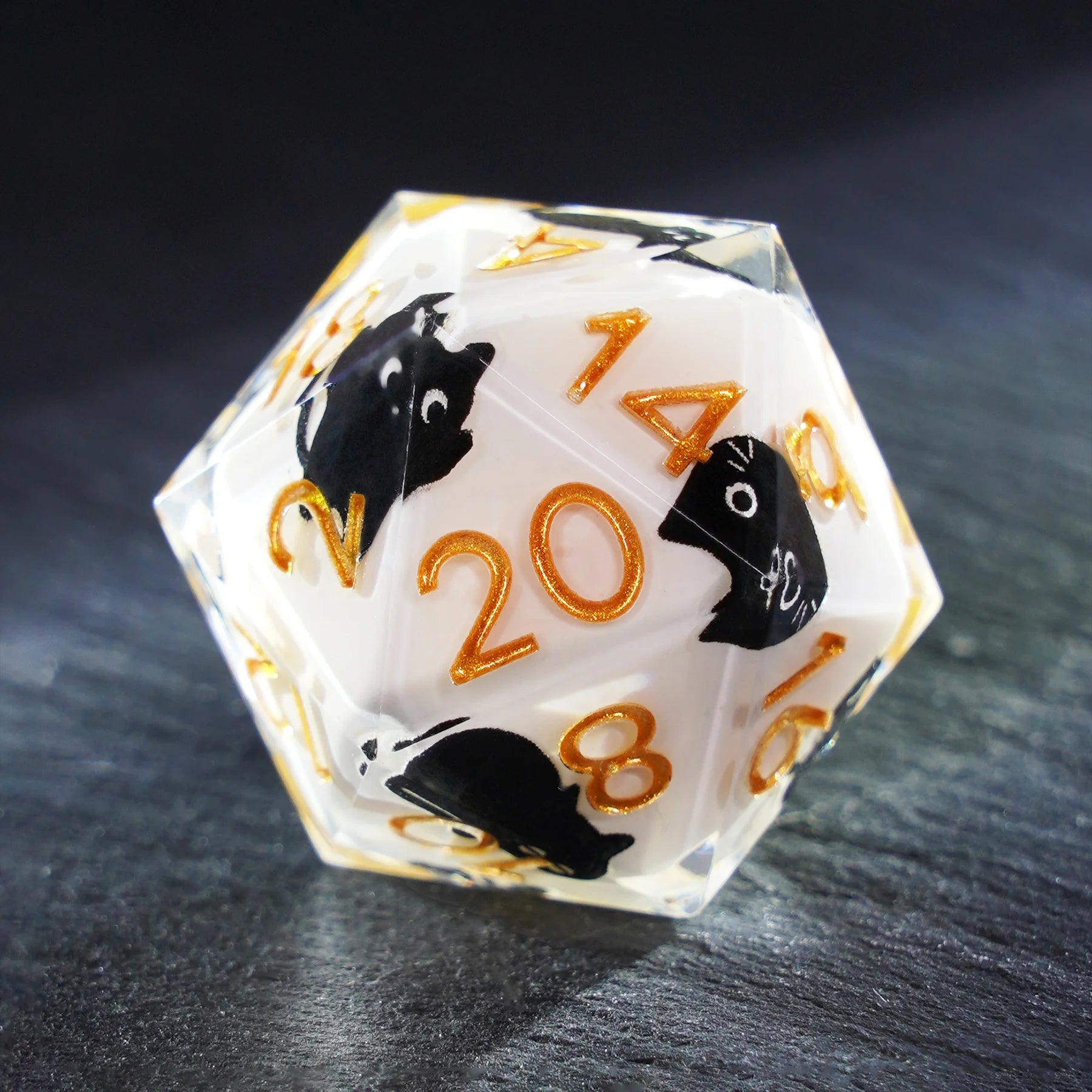 Milk Cat · Black Kitty Everyday Resin Dice Set