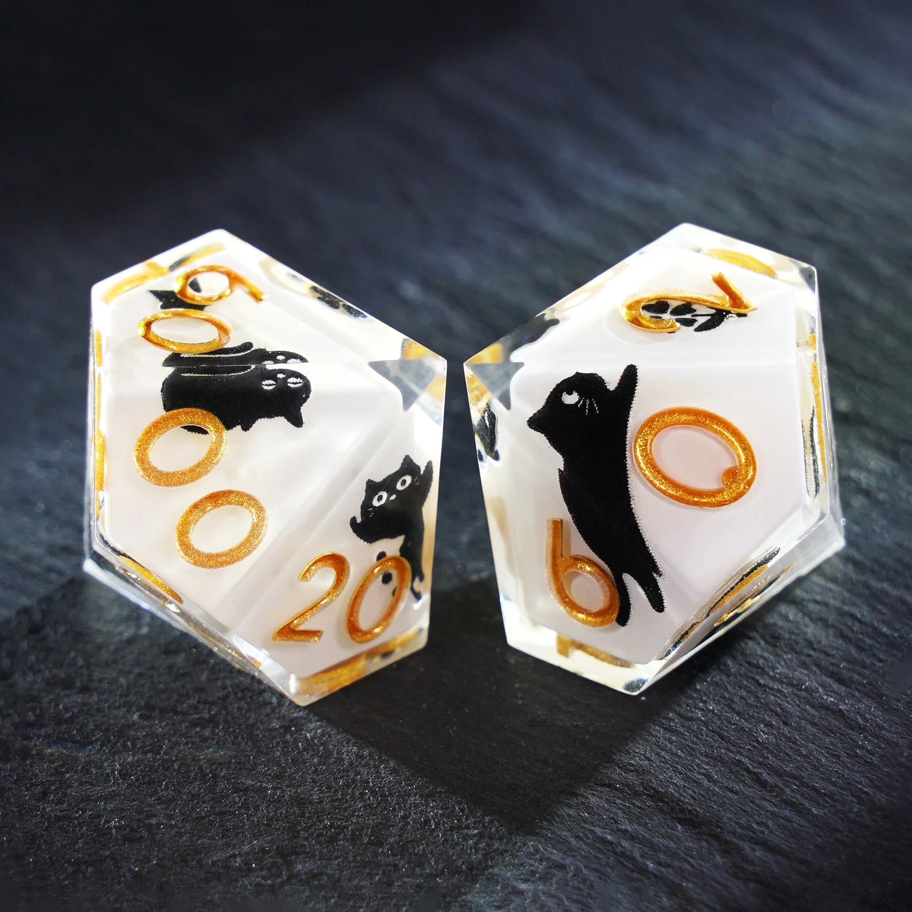 Milk Cat · Black Kitty Everyday Resin Dice Set