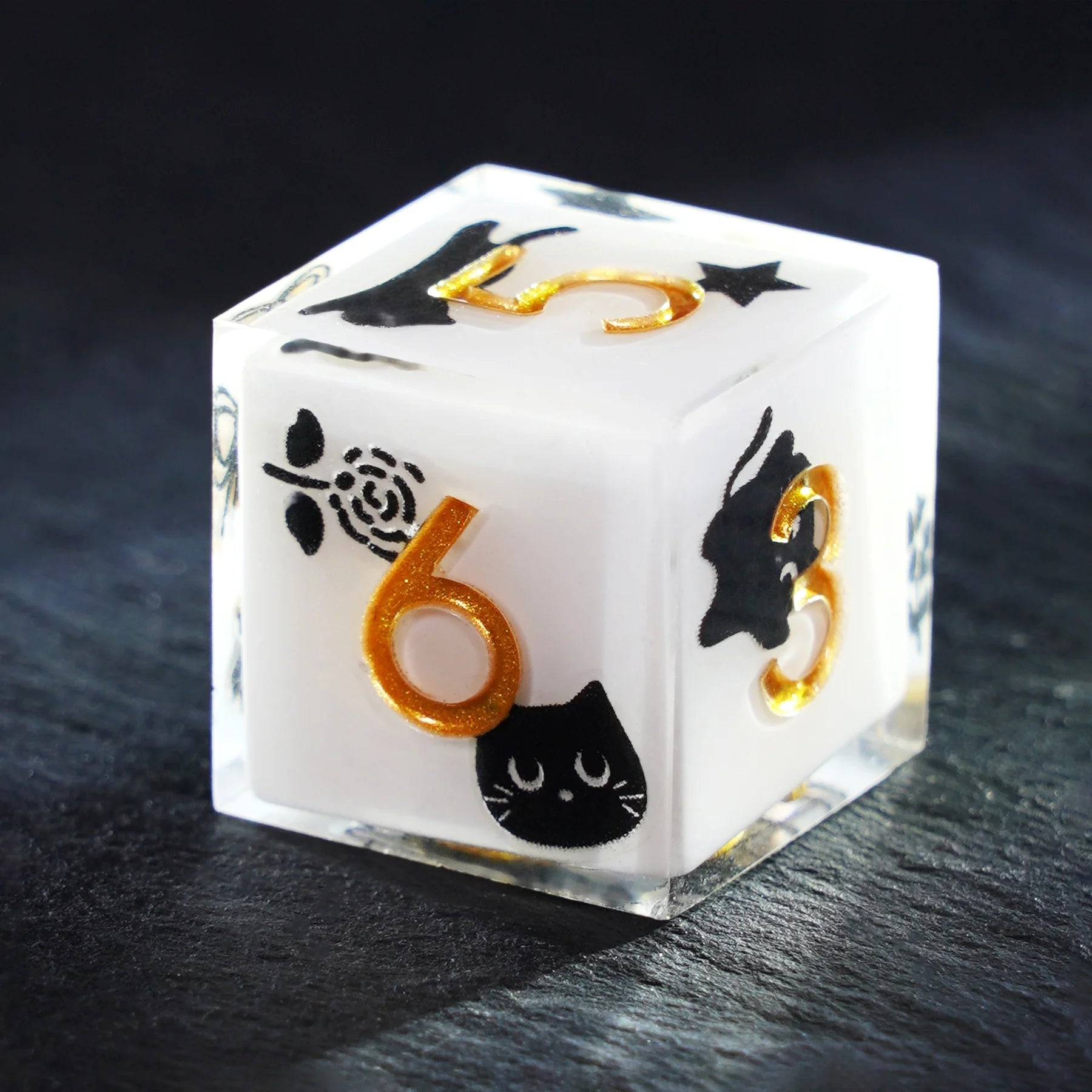 Milk Cat · Black Kitty Everyday Resin Dice Set
