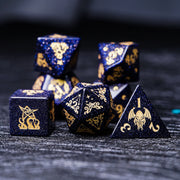 Star Murmur · Blue Sandstone Engraved Gemstone Dice Set