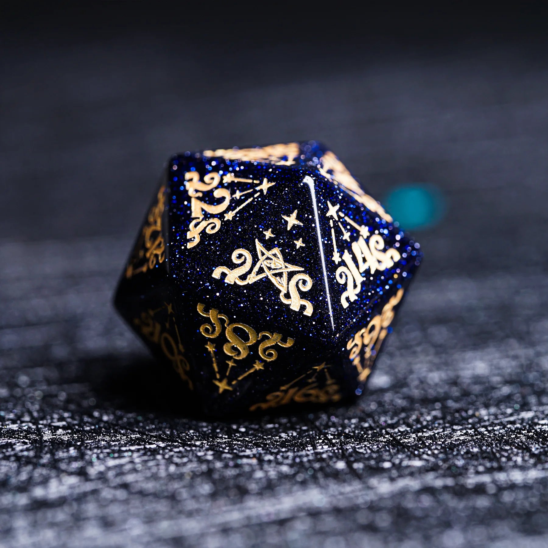 Star Murmur · Blue Sandstone Engraved Gemstone Dice Set