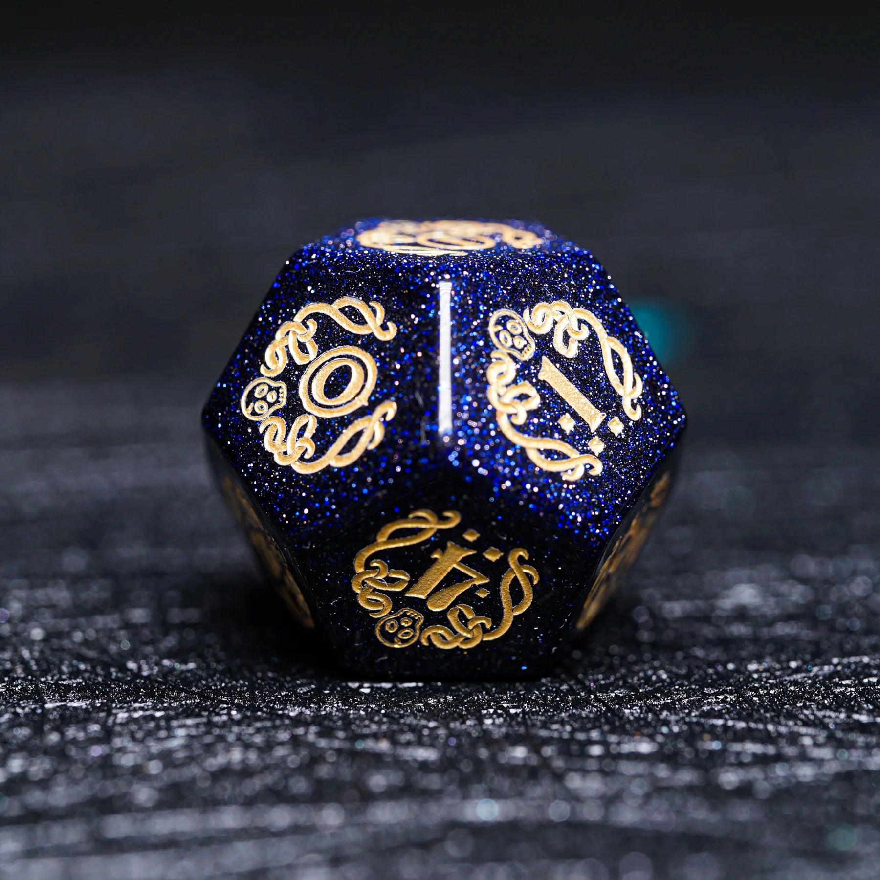 Star Murmur · Blue Sandstone Engraved Gemstone Dice Set