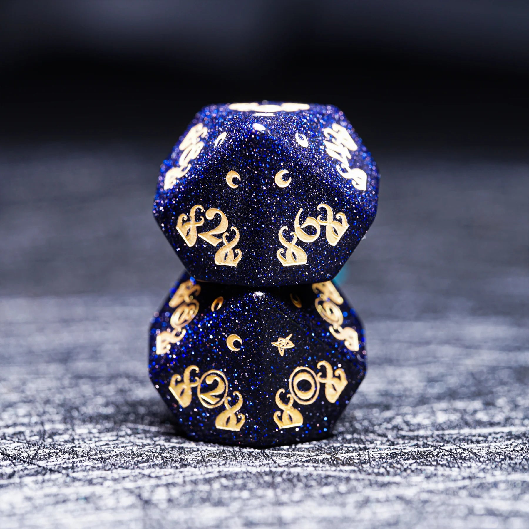 Star Murmur · Blue Sandstone Engraved Gemstone Dice Set