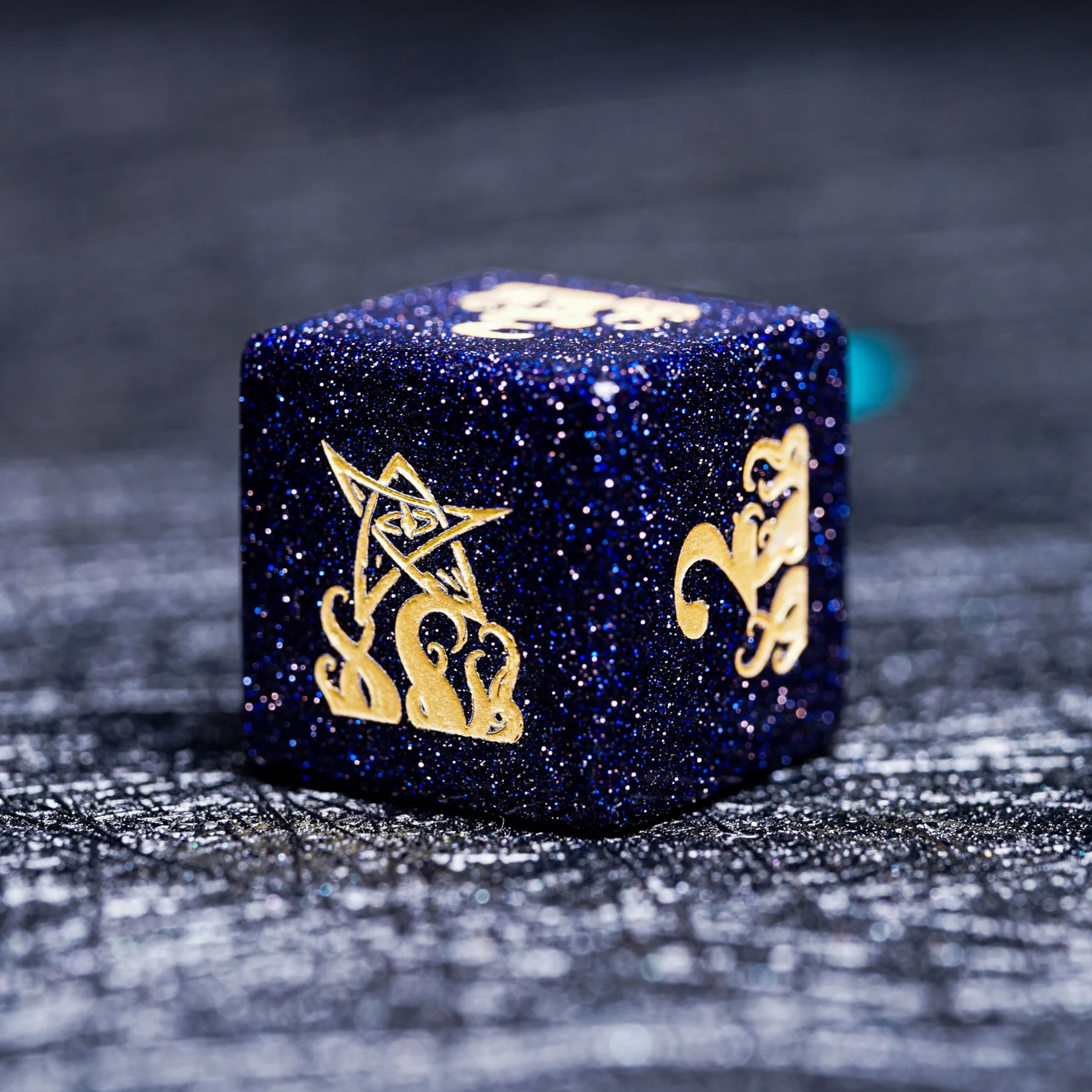 Star Murmur · Blue Sandstone Engraved Gemstone Dice Set