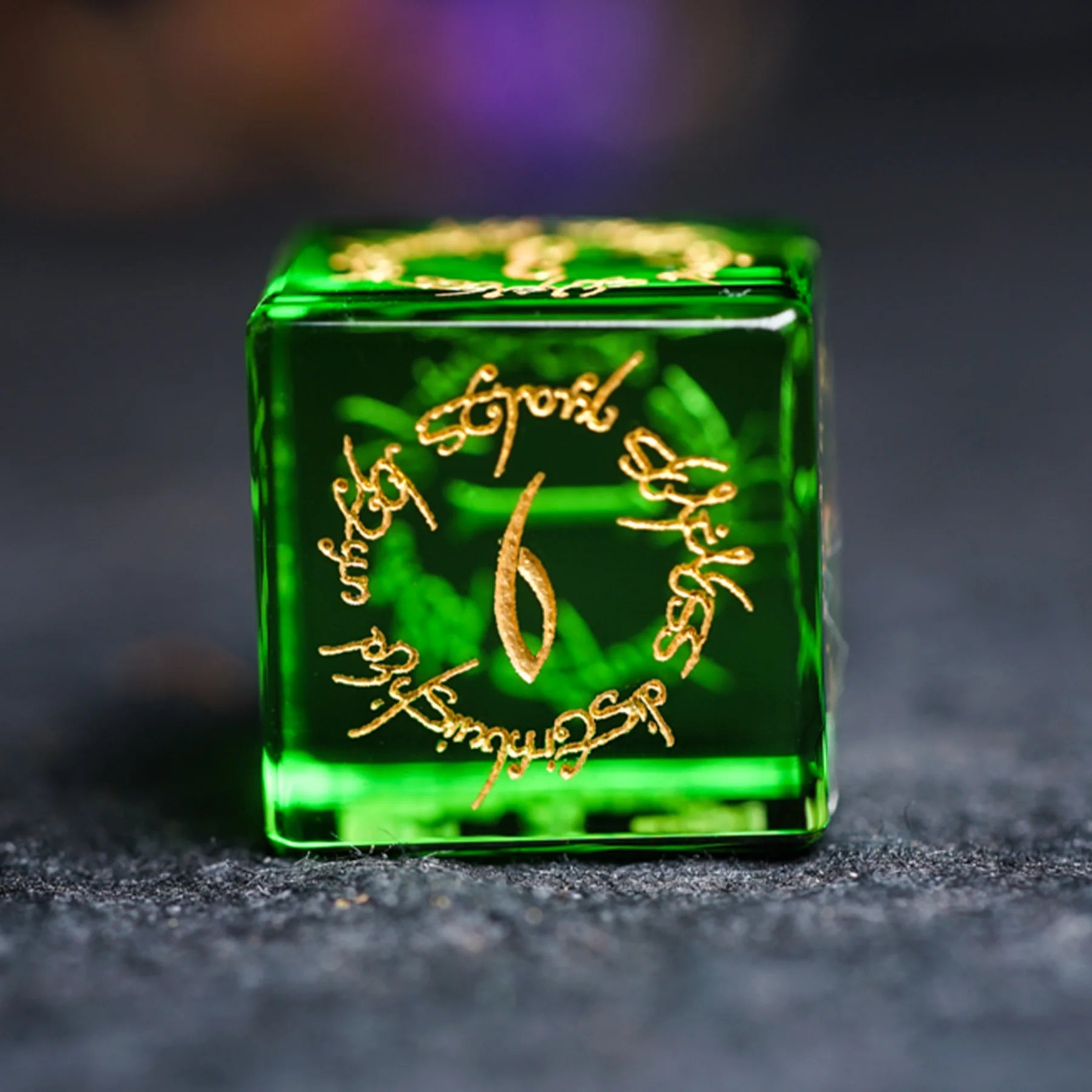 Verdant Trickster · Apple Green Crystal Gemstone Dice Set