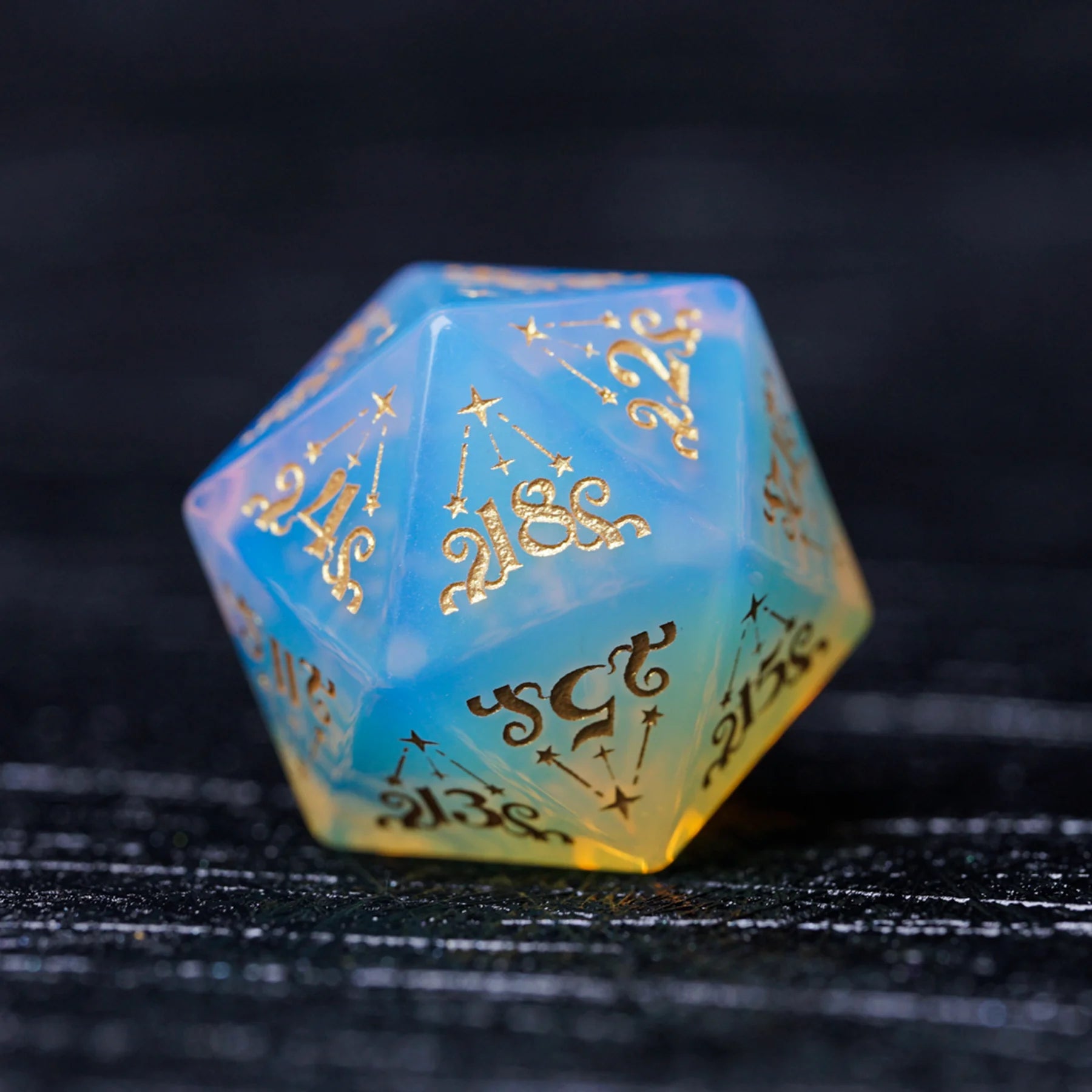 Void Glimmer · Opal Engraved Gemstone Dice Set