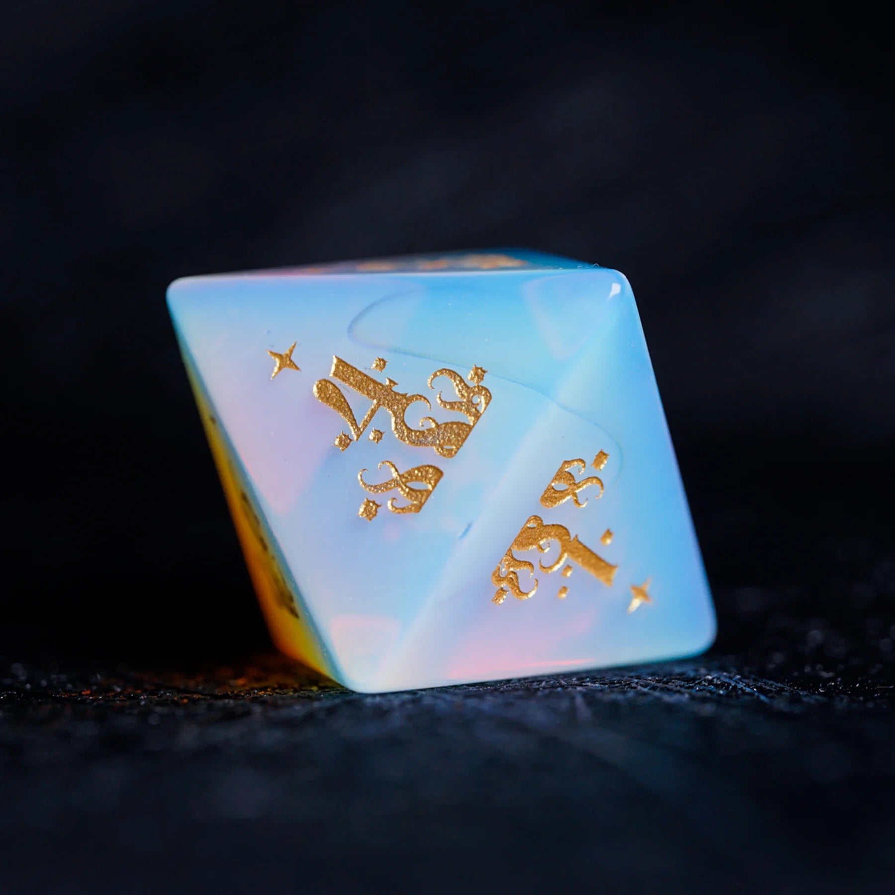 Void Glimmer · Opal Engraved Gemstone Dice Set