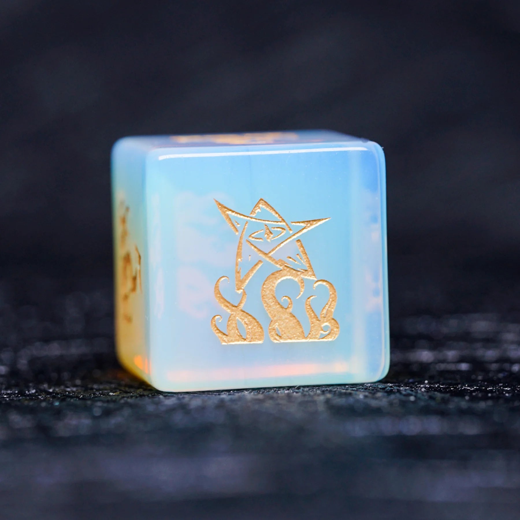 Void Glimmer · Opal Engraved Gemstone Dice Set