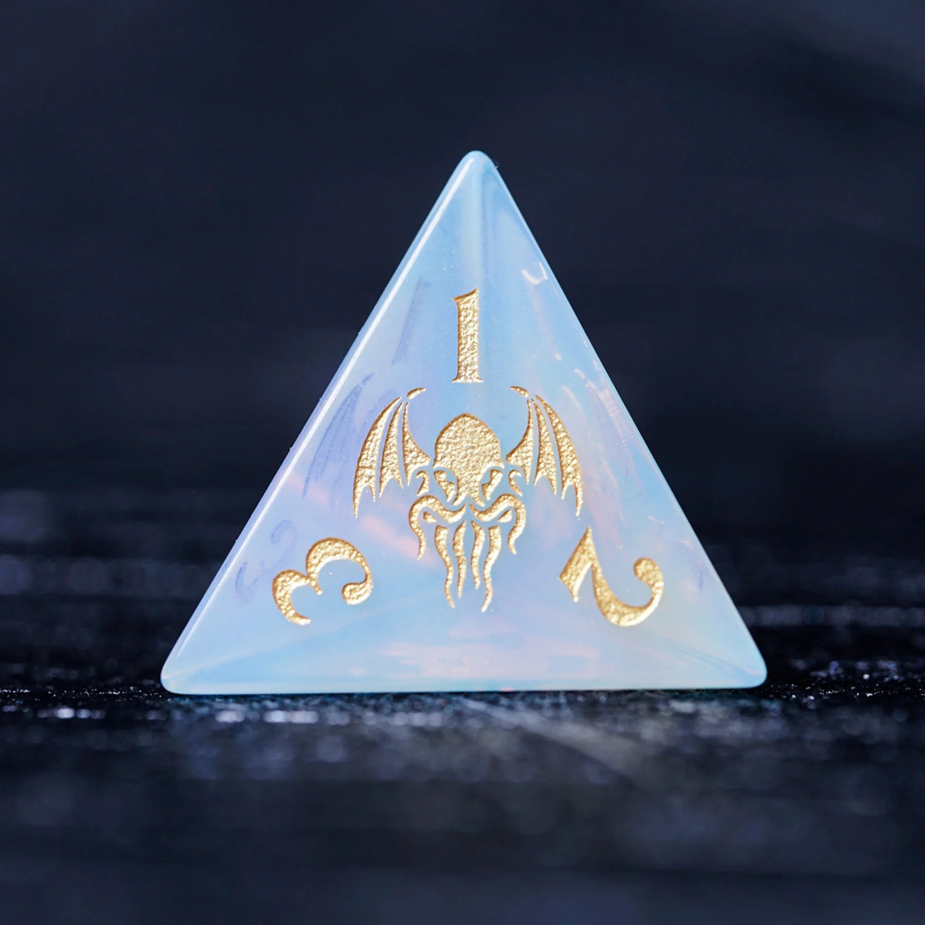 Void Glimmer · Opal Engraved Gemstone Dice Set